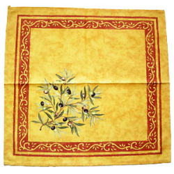 Provence print fabric tea towel (olives. yellow x red)